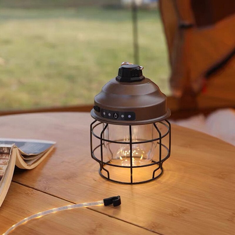 Outdoor Camping Light 5W 200LM 3600MA USB Charging Cage Pendant Light Iron Minimalist Retro Portable Pendant Lamp Metal Image 2