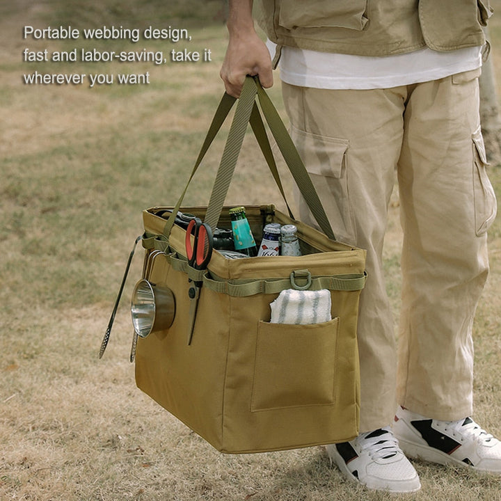 Outdoor Camping Picnic Bag Multi-Pocket Oxford Cloth Storage Bag Large Capacity Handbag Folding Thermal Drink Carrier Image 2