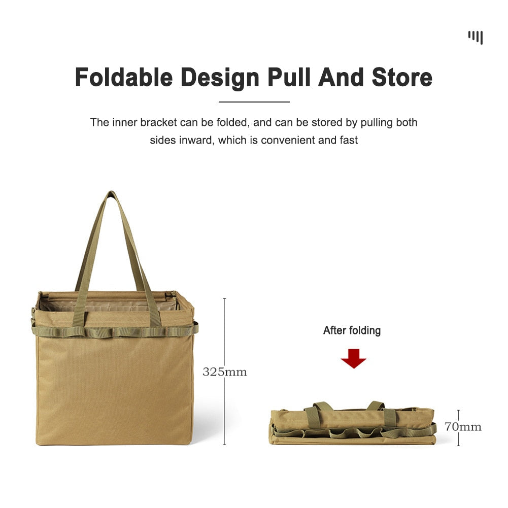 Outdoor Camping Picnic Bag Multi-Pocket Oxford Cloth Storage Bag Large Capacity Handbag Folding Thermal Drink Carrier Image 6