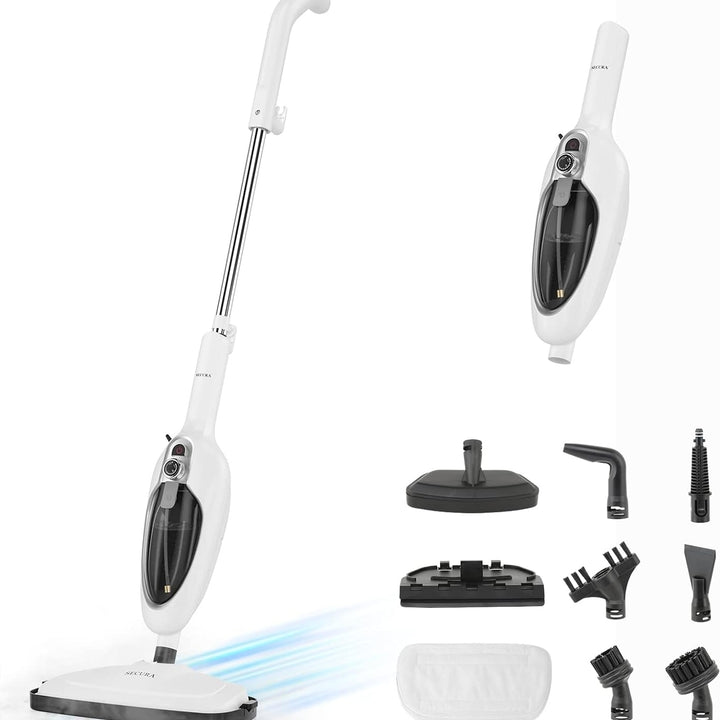 Secura Steam Mop 10-in-1 Convenient Detachable Steam Cleaner, White Multifunctional Cleaning Machine Floor Steamer with Image 2