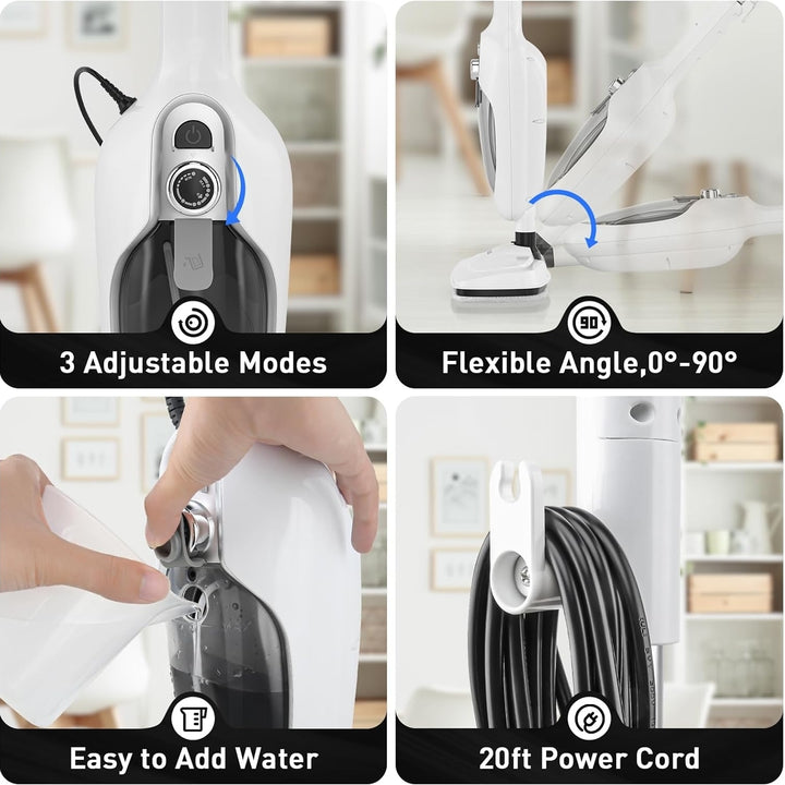 Secura Steam Mop 10-in-1 Convenient Detachable Steam Cleaner, White Multifunctional Cleaning Machine Floor Steamer with Image 5