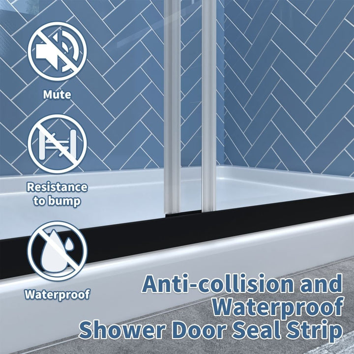 Glide Sliding Glass Shower Doors Black 44-48in Wide x 70in High Clear Glass Image 8