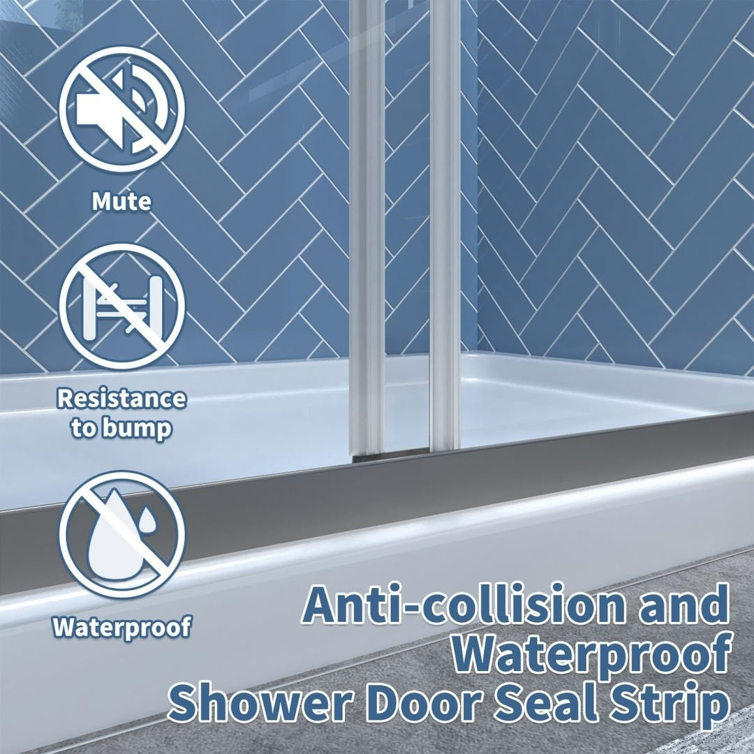 Glide 44-48" Nickel Sliding Glass Shower Doors Clear Tempered Glass 70" Height Image 7