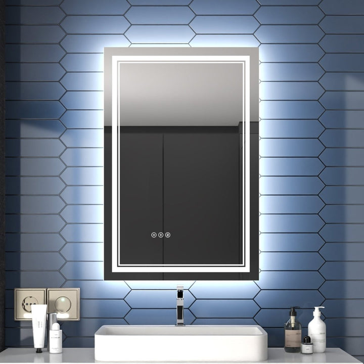 Linea 24" x 36" LED Heated Bathroom Mirror Anti Fog Dimmable Backlit Tempered Glass Image 1