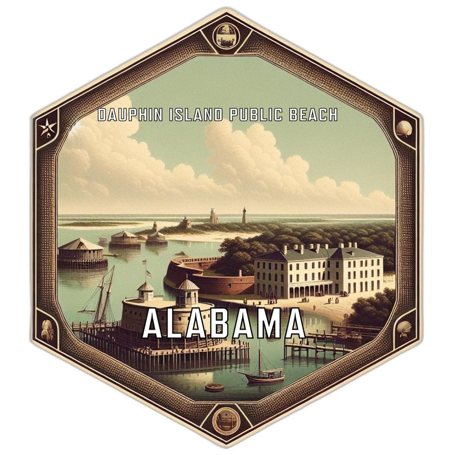 Dauphin Island Public Beach Alabama Travel Destination Souvenir Vinyl Decal Sticker Image 1