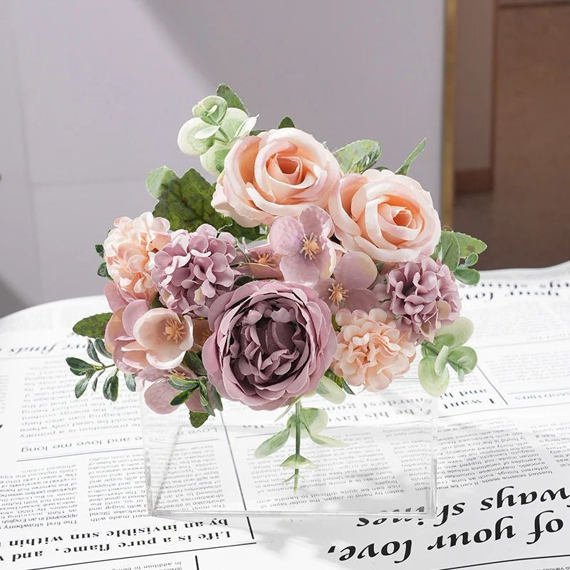 7-Head Artificial Silk Flower Bouquet  Peony, Rose Hydrangea for Home and Image 5