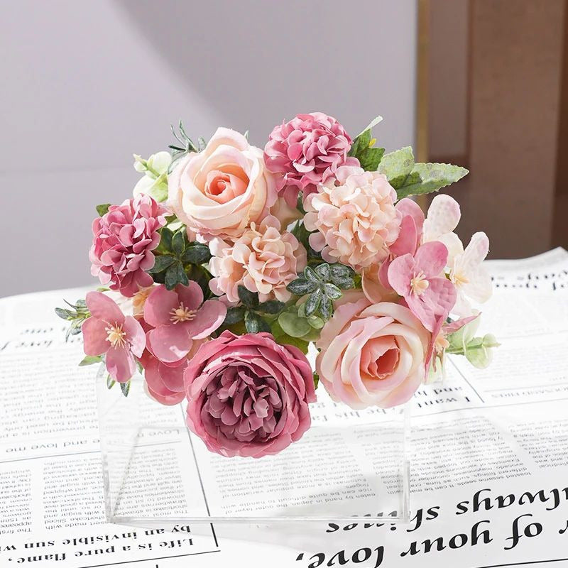 7-Head Artificial Silk Flower Bouquet  Peony, Rose Hydrangea for Home and Image 8