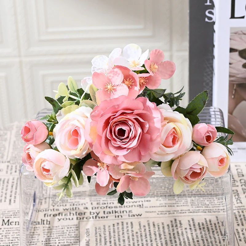 7-Head Artificial Silk Flower Bouquet  Peony, Rose Hydrangea for Home and Image 9