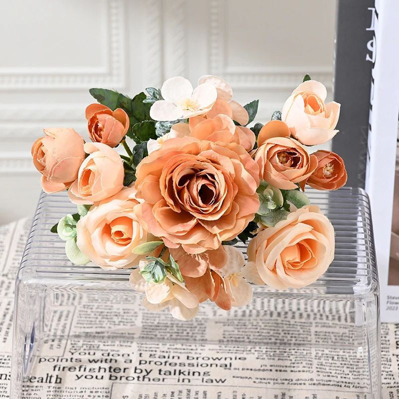 7-Head Artificial Silk Flower Bouquet  Peony, Rose Hydrangea for Home and Image 12