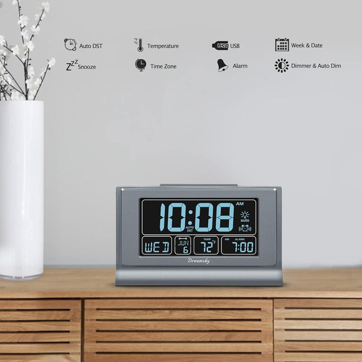 Auto Set Digital Alarm Clock with USB Charging Port Image 4