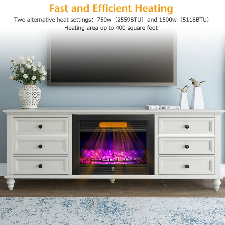 28.5" Fireplace Electric Embedded Insert Heater Glass Log Flame Remote Image 6