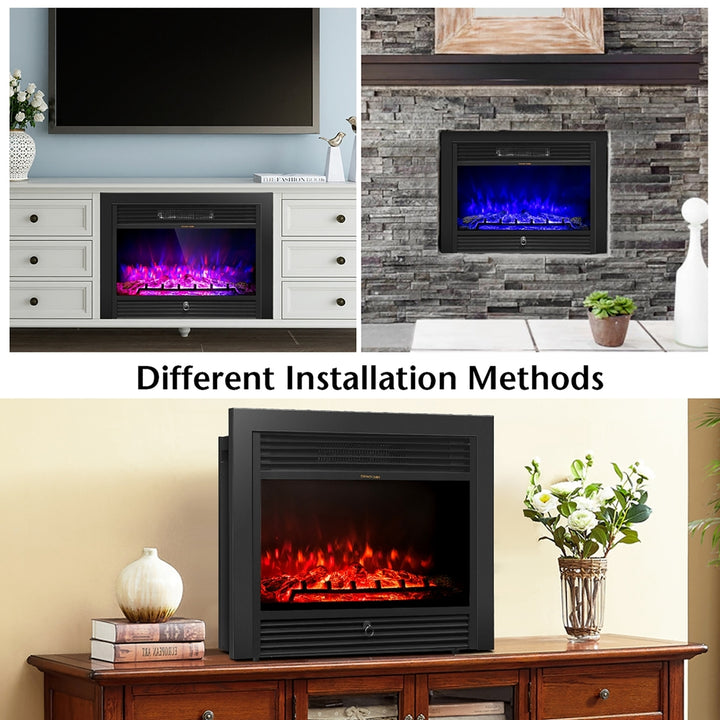 28.5" Fireplace Electric Embedded Insert Heater Glass Log Flame Remote Image 7