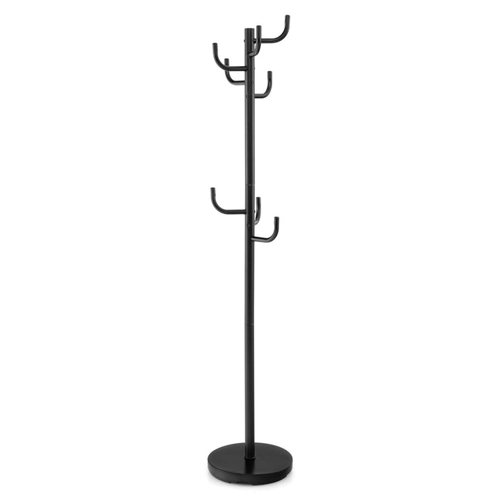 Metal Coat Rack Hat Stand Tree Hanger Hall Umbrella Holder Hooks Black Image 10