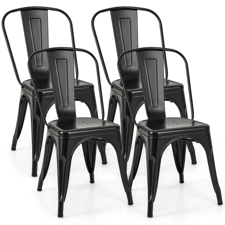 Costway 18" High Back Bar Stools Set of 4 with Removable Backrest for Cafe Bar Black/Gun Gray Image 1