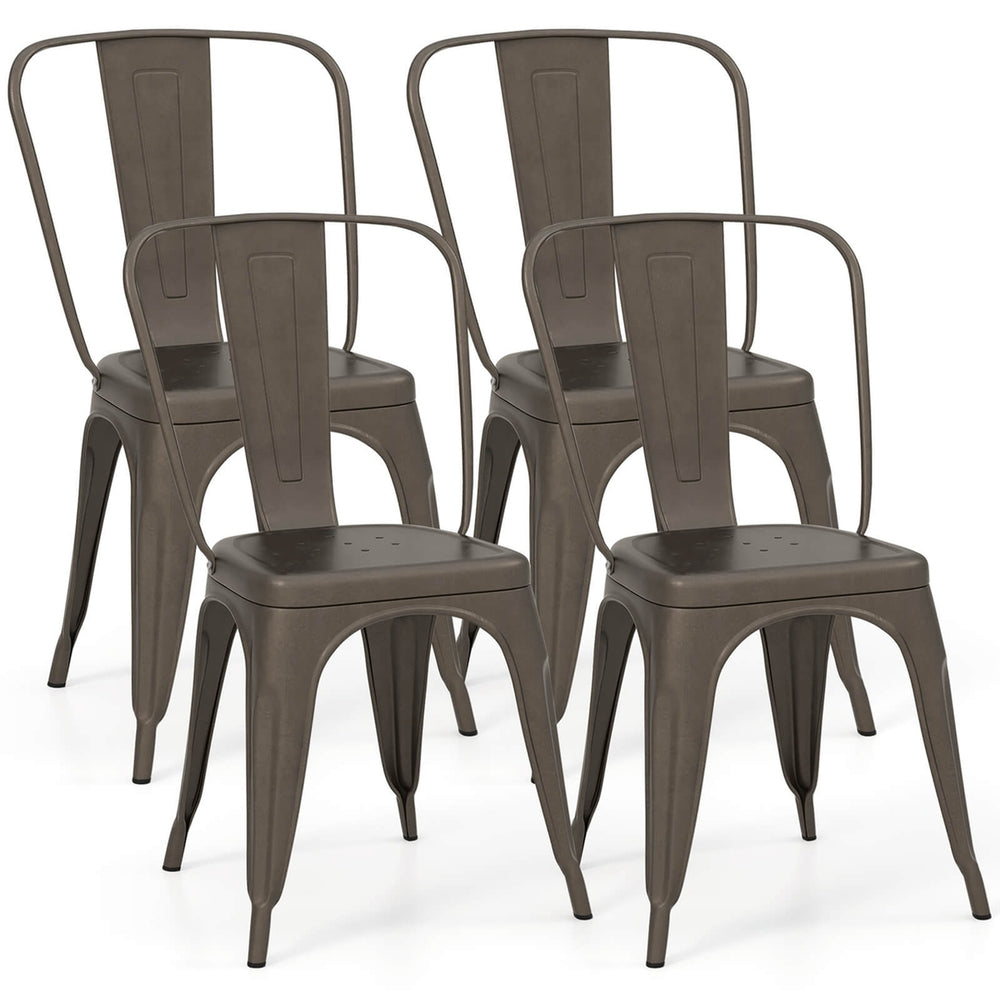 Costway 18" High Back Bar Stools Set of 4 with Removable Backrest for Cafe Bar Black/Gun Gray Image 2