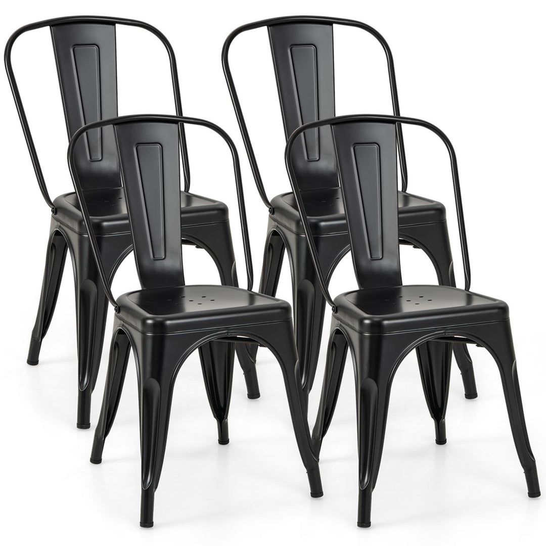 Costway 18" High Back Bar Stools Set of 4 with Removable Backrest for Cafe Bar Black/Gun Gray Image 4