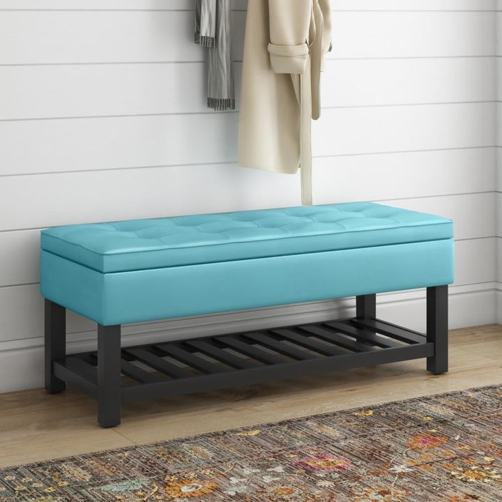 Cosmopolitan Ottoman Bench Vegan Leather Storage Tufted Design 43.5 Inch Image 7