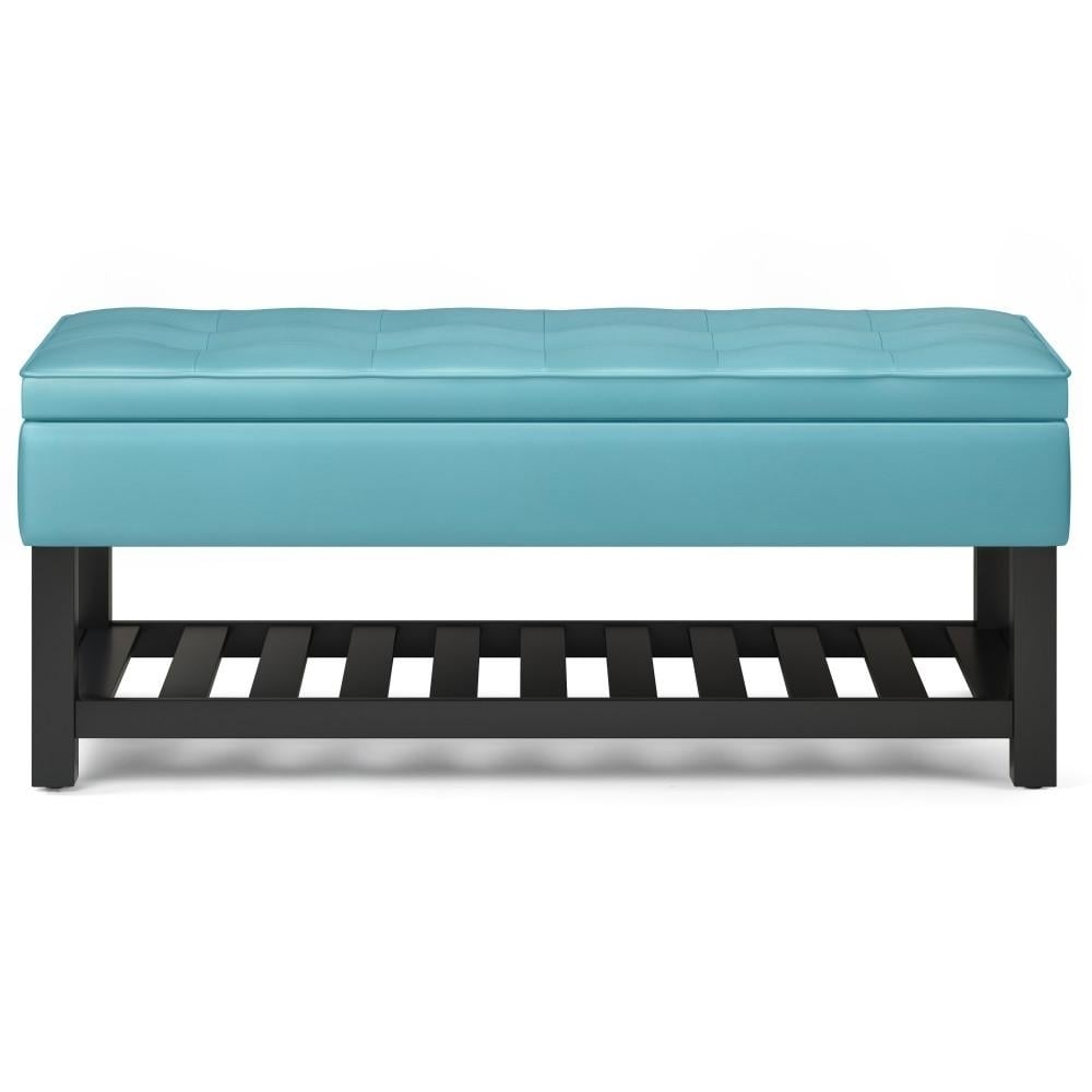 Cosmopolitan Ottoman Bench Vegan Leather Storage Tufted Design 43.5 Inch Image 8