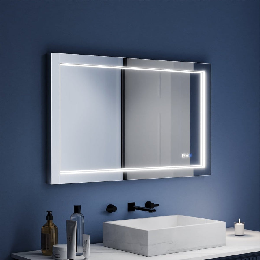 Ascend-M1d 40" x 24" Led Bathroom Mirror with Aluminum Frame Image 1