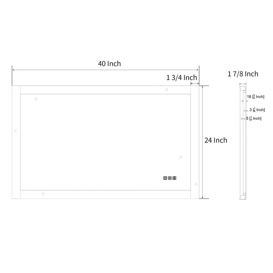 Ascend-M1d 40" x 24" Led Bathroom Mirror with Aluminum Frame Image 9