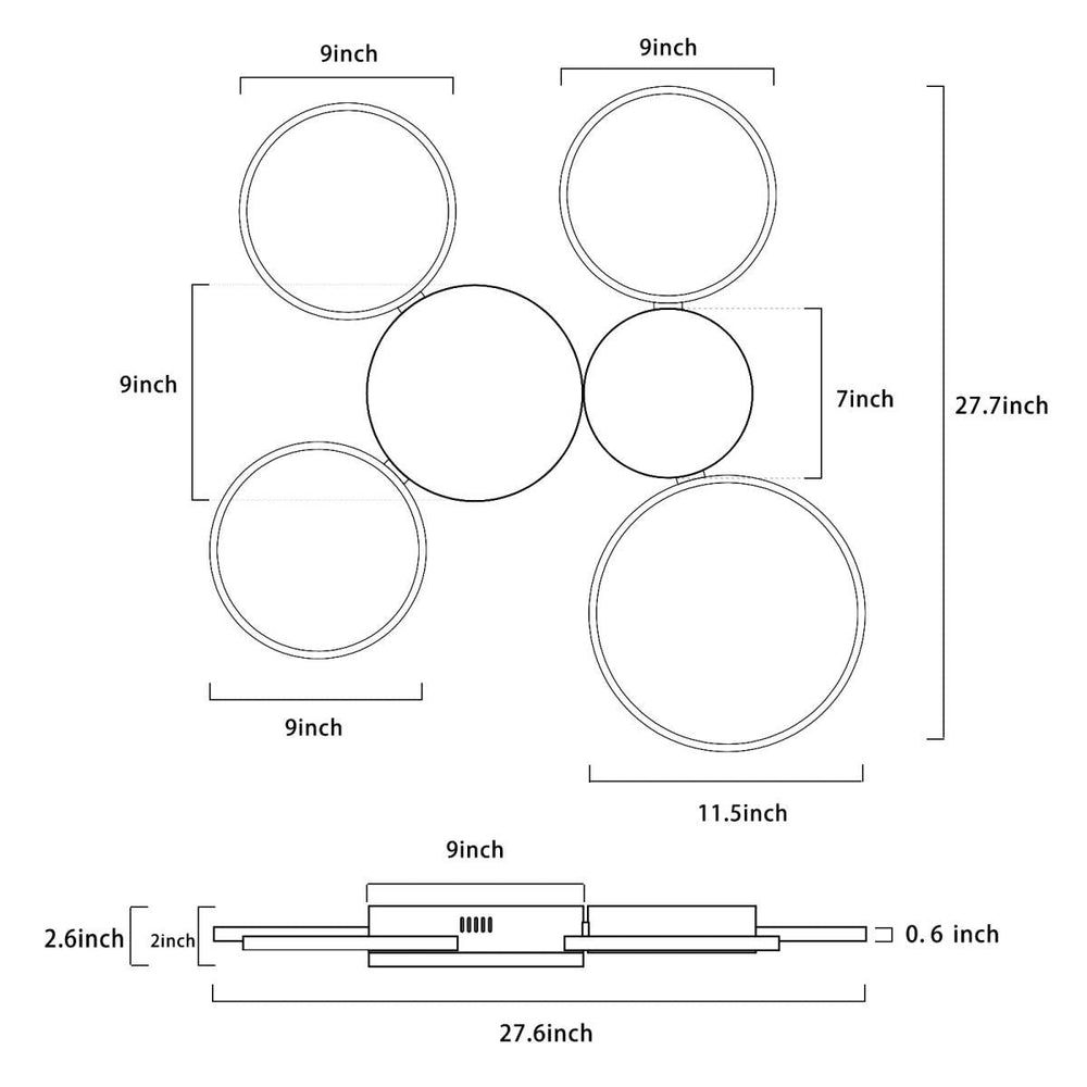 ES-DIY Modern Ceiling Light,27.5 Dimmable LED Chandelier Flush Mount,Lamp Fixture for Living Room Dining Room Bedroom Image 2