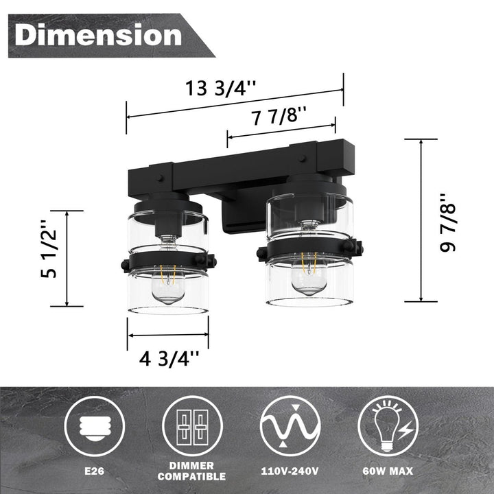 ExBrite 14" 2-Light Vanity Light, Matte Black Image 8