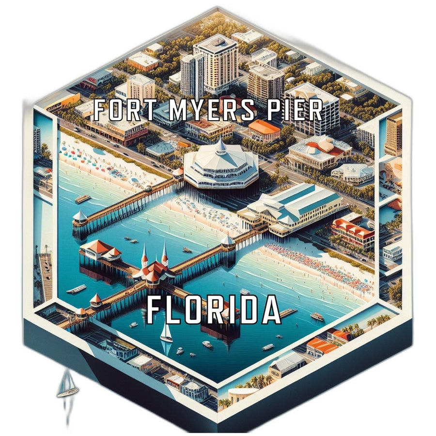 Fort Myers Pier Florida Travel Destination Souvenir Vinyl Decal Sticker Image 1