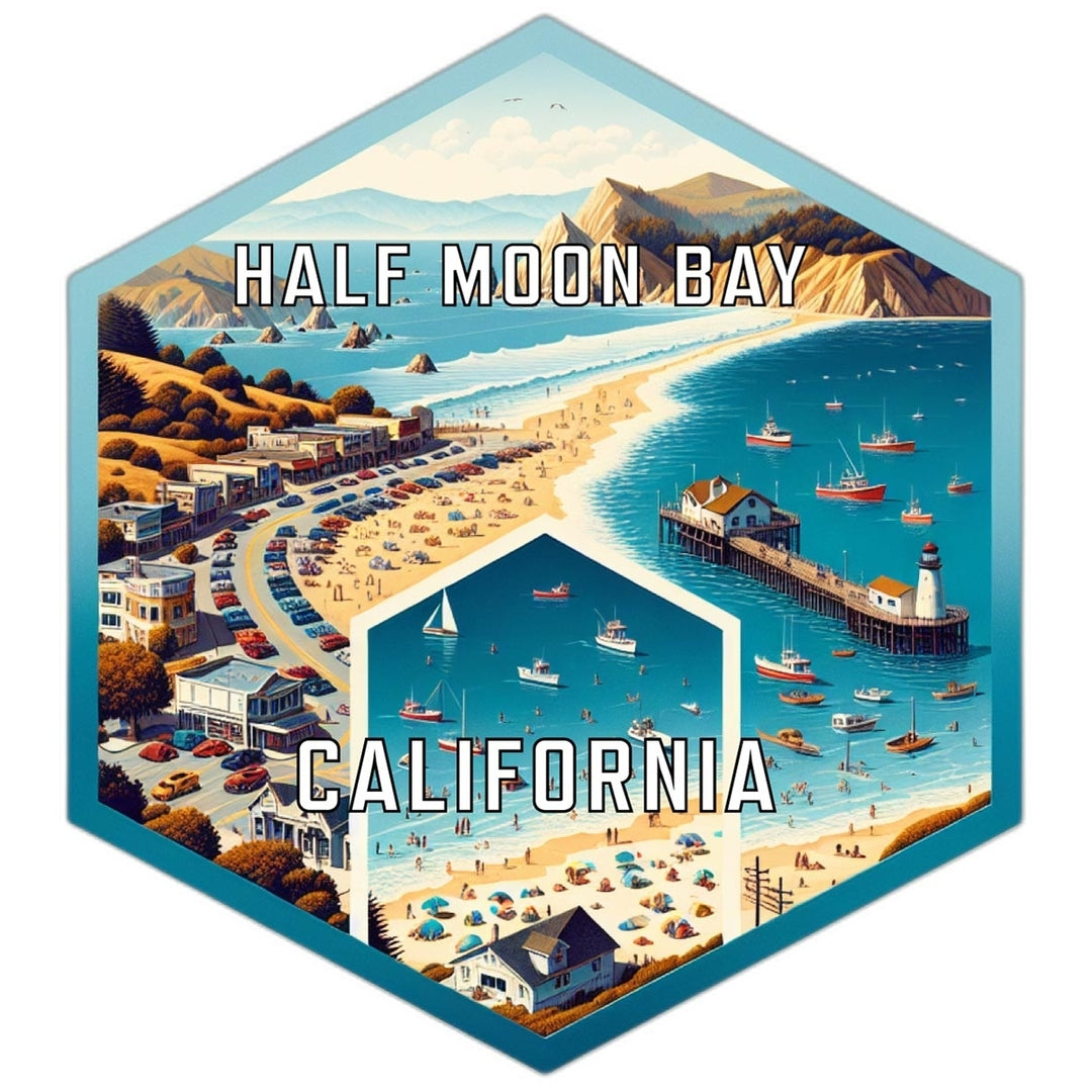 Half Moon Bay California Travel Destination Souvenir Vinyl Decal Sticker Image 1