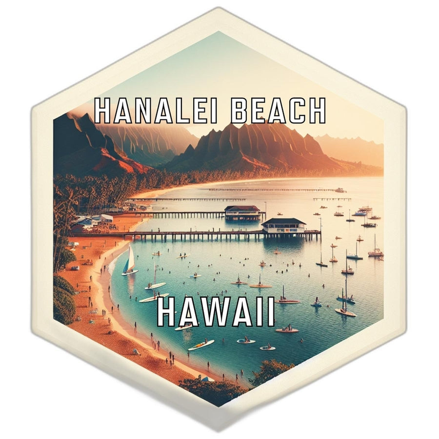 Hanalei Beach Hawaii Travel Destination Souvenir Vinyl Decal Sticker Image 1