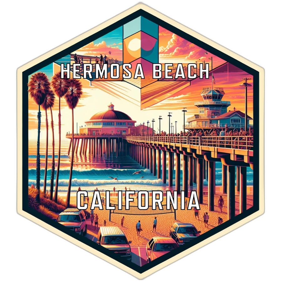 Hermosa Beach California Travel Destination Souvenir Vinyl Decal Sticker Image 1