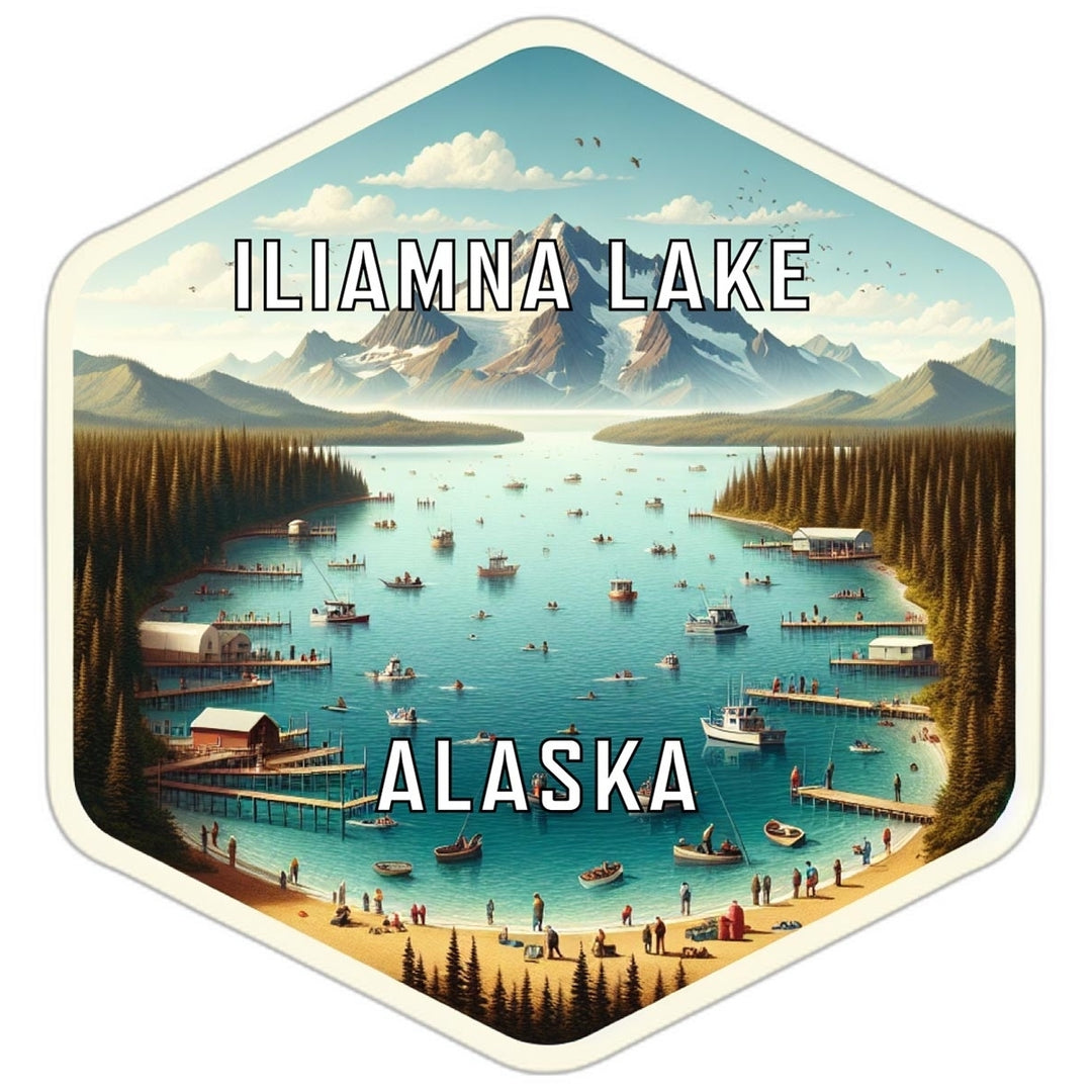 Iliamna Lake Alaska Travel Destination Souvenir Vinyl Decal Sticker Image 1