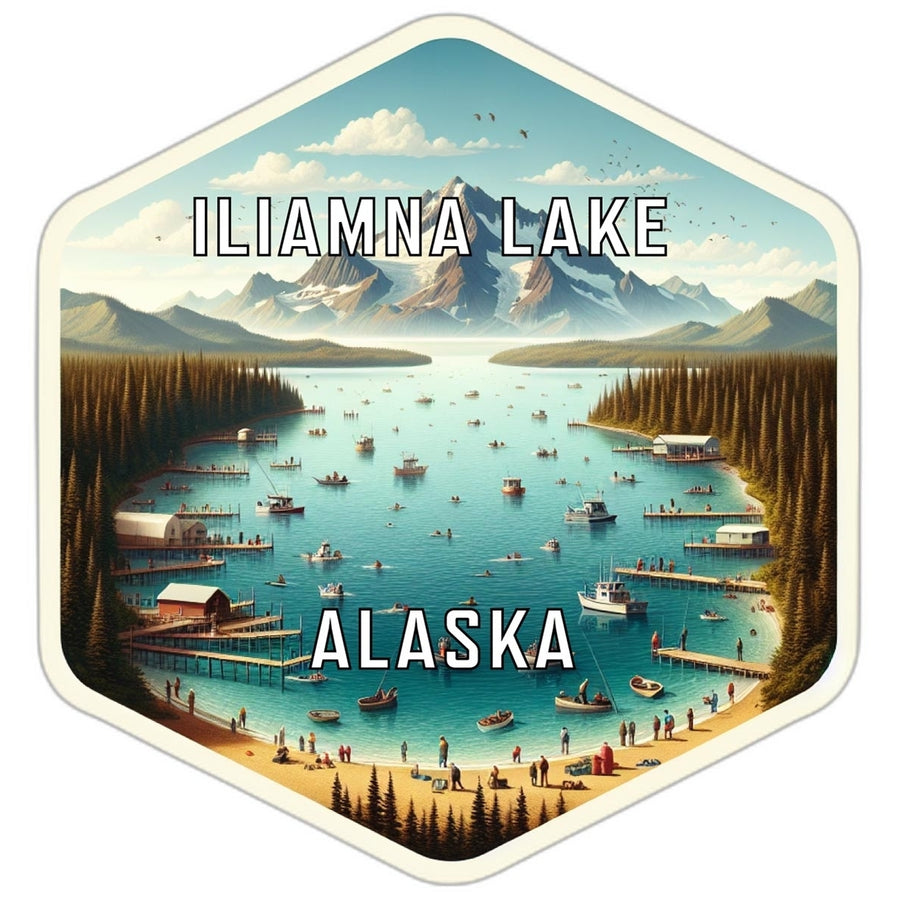 Iliamna Lake Alaska Travel Destination Souvenir Vinyl Decal Sticker Image 1