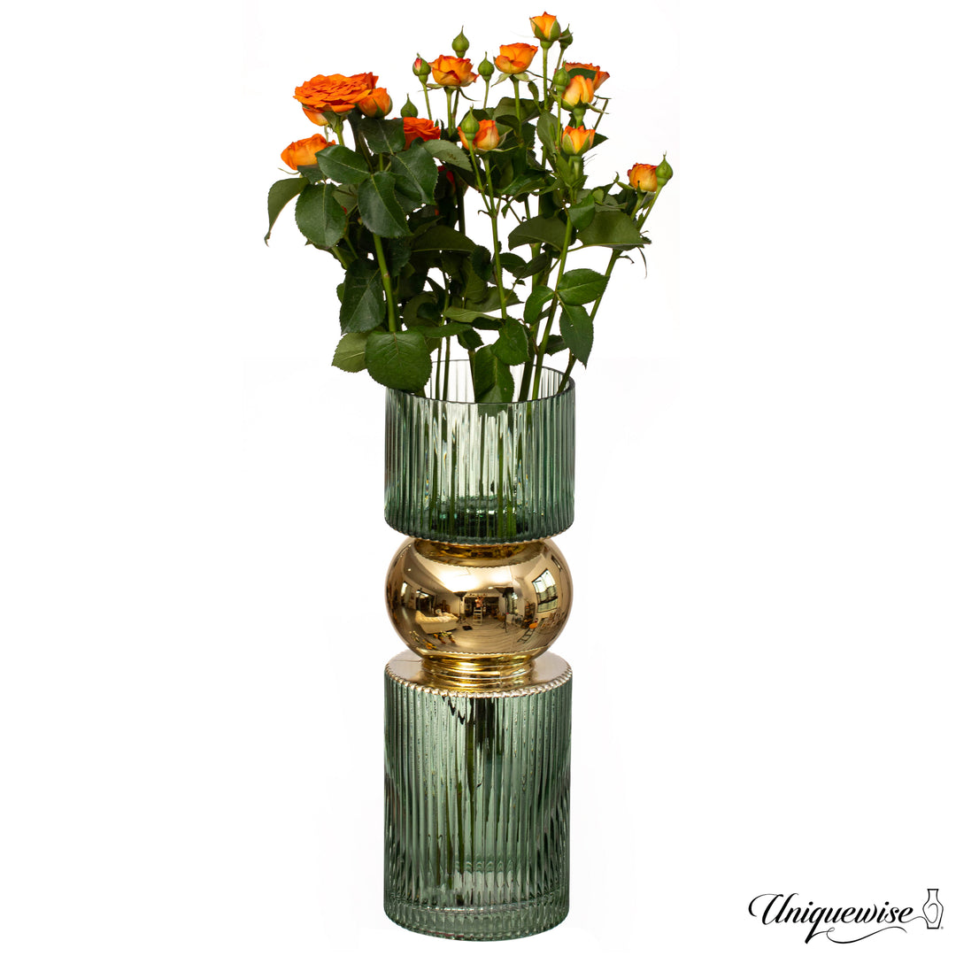 Decorative Green Tall Glass Vase - Modern Minimalist Decor for Parties, and Special Events - Perfect Centerpiece for Image 7