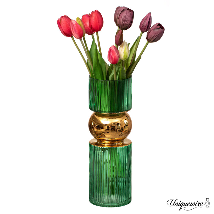 Decorative Green Tall Glass Vase - Modern Minimalist Decor for Parties, and Special Events - Perfect Centerpiece for Image 8