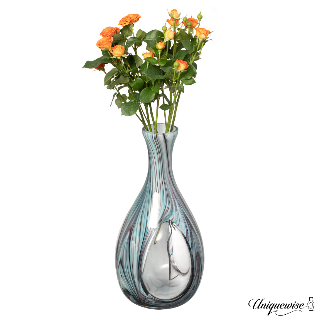 Uniquewise 16-Inch Multitone Glass Table Vase in Blue Hue - Minimalist, Decorative Boho Vase with Rustic Farmhouse Image 1