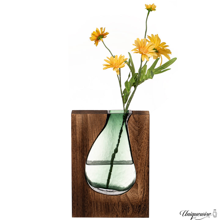 Pair of 10 and 12-Inch Wood and Glass Inlay Vases - Merging the Natural Warmth and Texture of Wood with the Elegance and Image 8