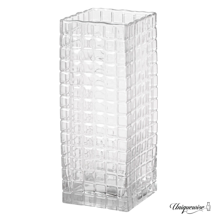 Set of 2 Square Frosted Clear Glass Table Vase - A Timeless Centerpiece for Dining Tables, Living Rooms, Bedrooms, Hotel Image 8