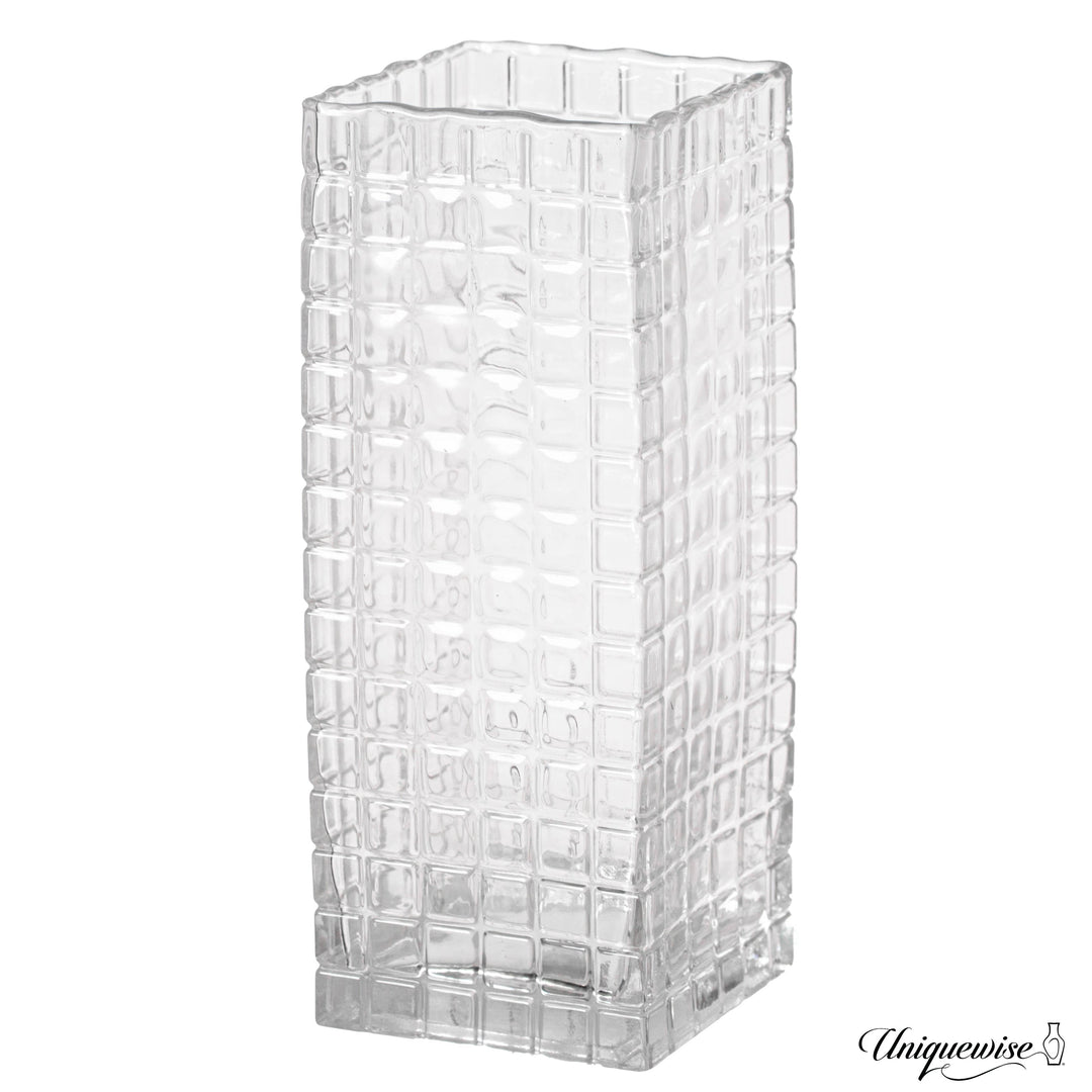 Set of 2 Square Frosted Clear Glass Table Vase - A Timeless Centerpiece for Dining Tables, Living Rooms, Bedrooms, Hotel Image 1