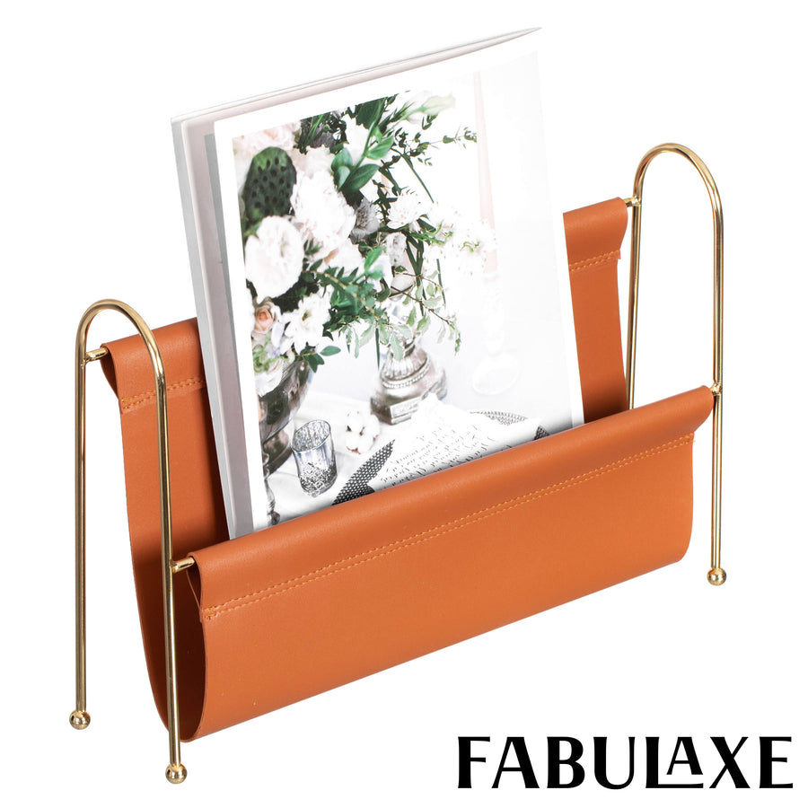 Fabulaxe 9-Inch Magazine Rack, Floor Standing Book Basket, Newspaper Holder and File Holders - , Desk Accessory, Living Image 1