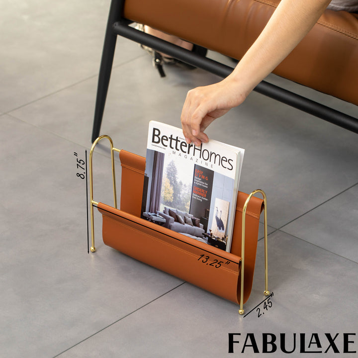 Fabulaxe 9-Inch Magazine Rack, Floor Standing Book Basket, Newspaper Holder and File Holders - , Desk Accessory, Living Image 2