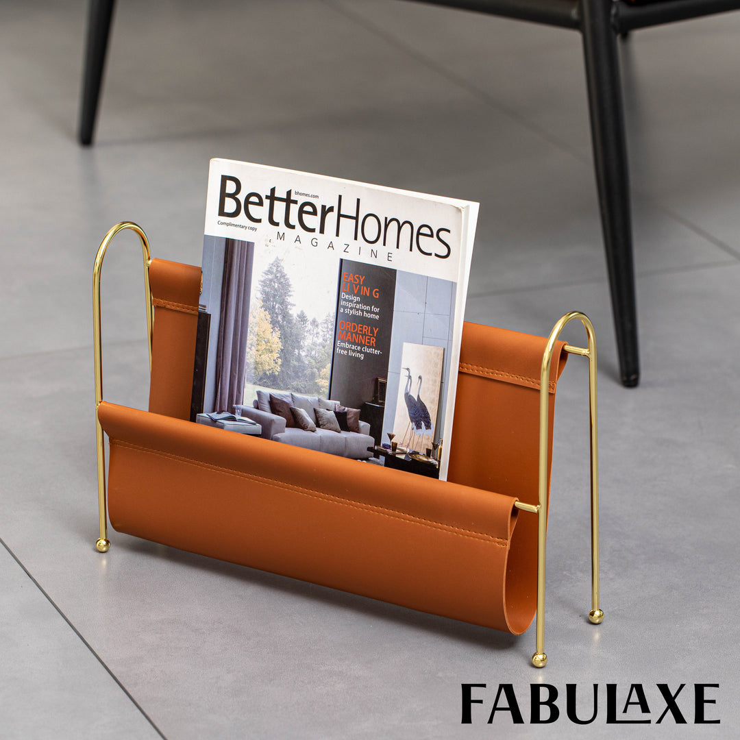 Fabulaxe 9-Inch Magazine Rack, Floor Standing Book Basket, Newspaper Holder and File Holders - , Desk Accessory, Living Image 4