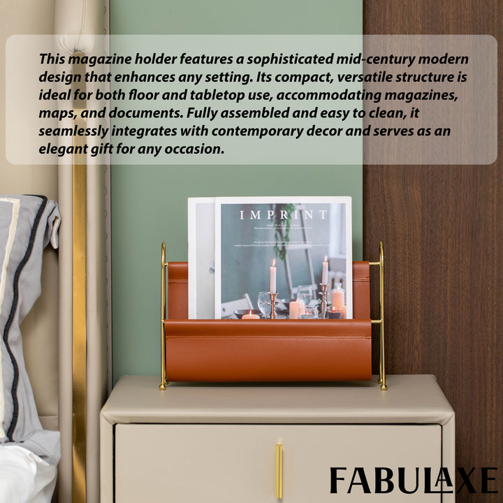 Fabulaxe 9-Inch Magazine Rack, Floor Standing Book Basket, Newspaper Holder and File Holders - , Desk Accessory, Living Image 5