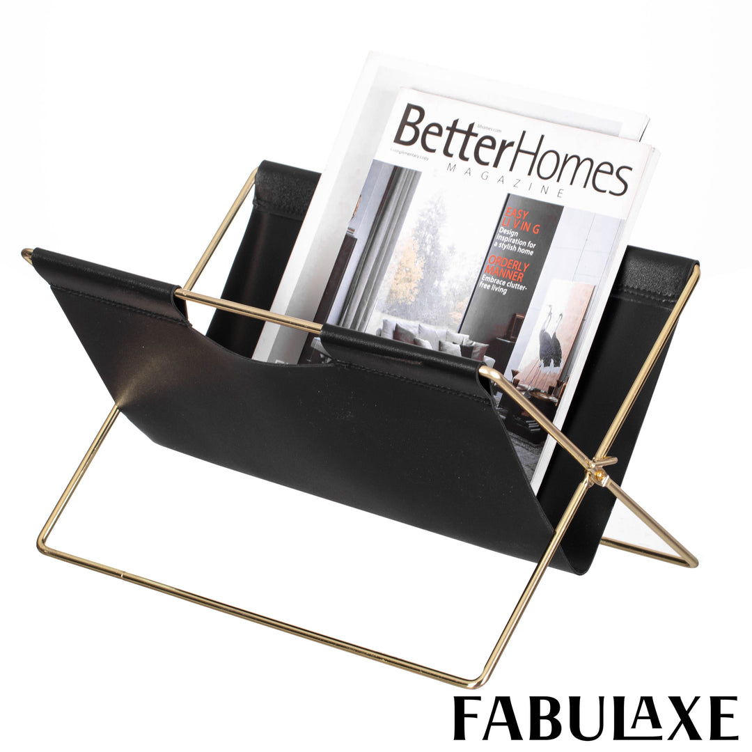 Fabulaxe 9-In Foldable Magazine Rack, Book Basket, Farmhouse Letter Organizer, File Holder  for Living Rooms and Home Image 1