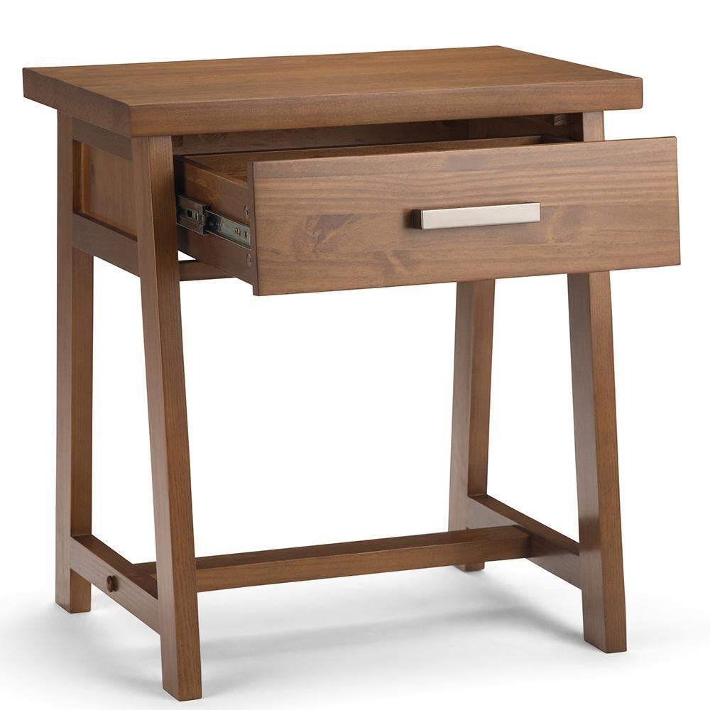 Simpli Home Sawhorse Night Stand Solid Wood Industrial Style 1 Drawer Table 16x24x26 Image 4