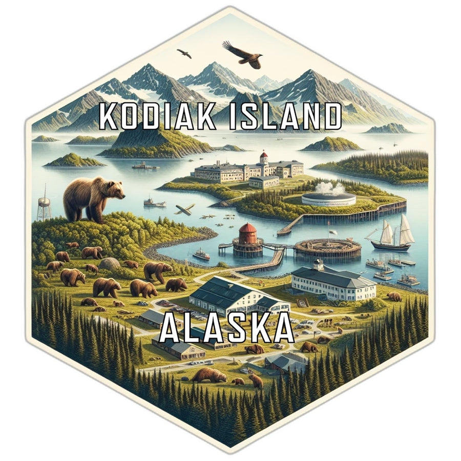 Kodiak Island Alaska Travel Destination Souvenir Vinyl Decal Sticker Image 1