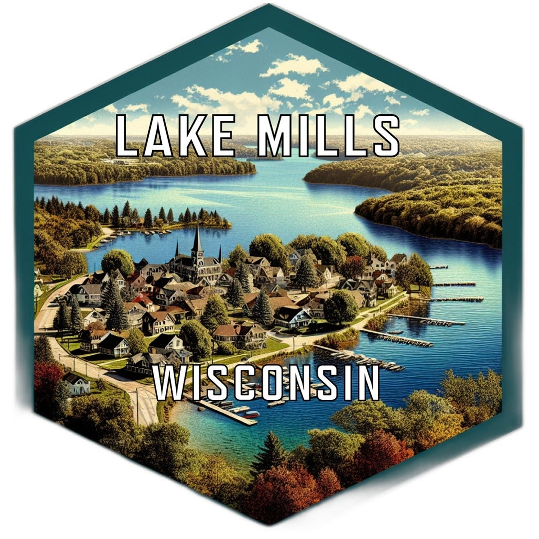 Lake Mills Wisconsin Travel Destination Souvenir Vinyl Decal Sticker Image 1