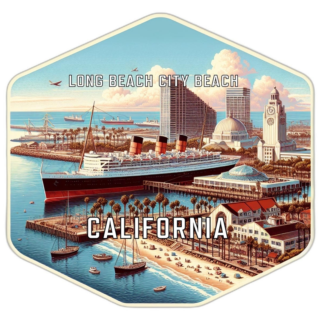 Long Beach City Beach California Travel Destination Souvenir Vinyl Decal Sticker Image 1