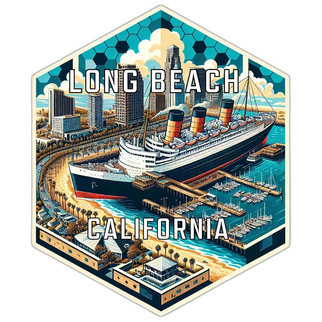 Long Beach California Travel Destination Souvenir Vinyl Decal Sticker Image 1