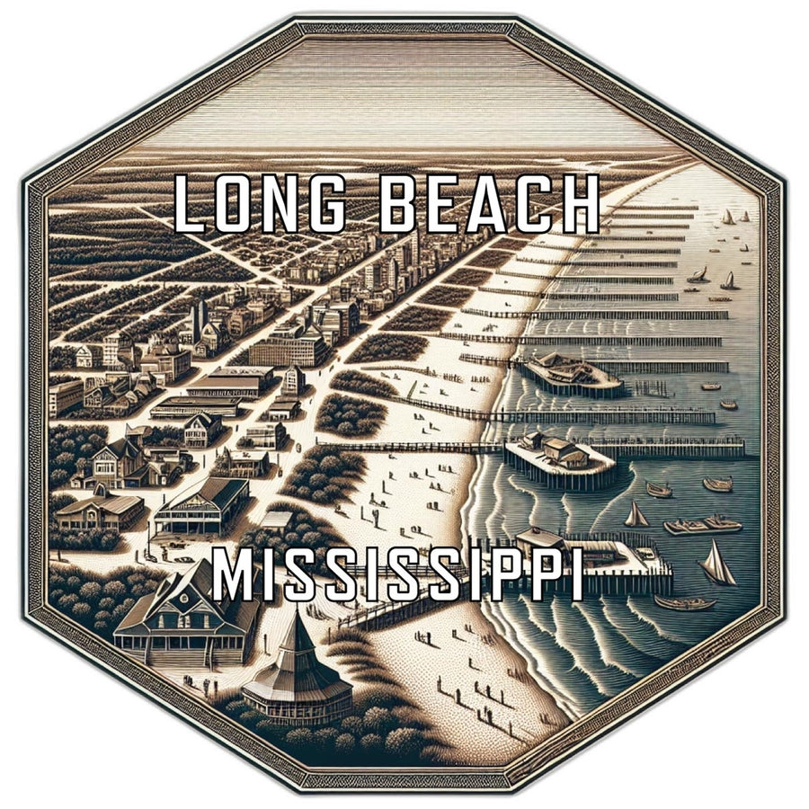 Long Beach Mississippi Travel Destination Souvenir Vinyl Decal Sticker Image 1