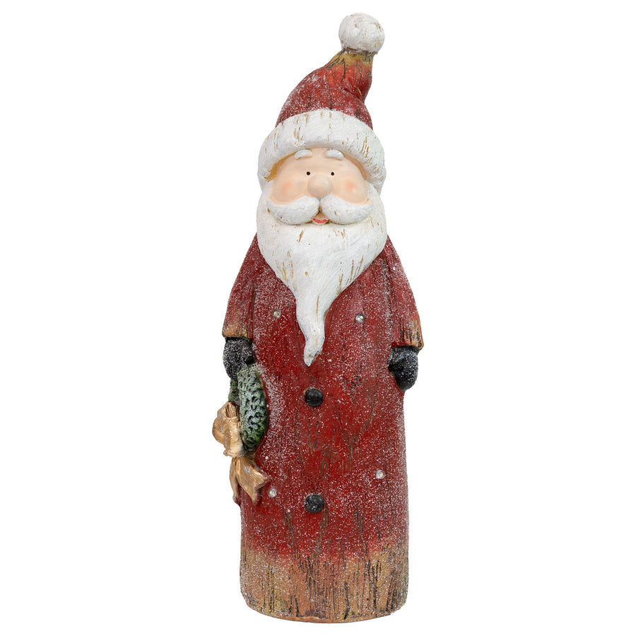 Sunnydaze Rustic Santa Indoor Pre-Lit LED Christmas Statue - 24 in Image 1